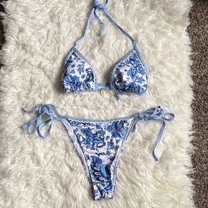 Blue Floral Bikini Set